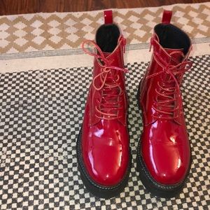 Jeffery Campbell red patent boot